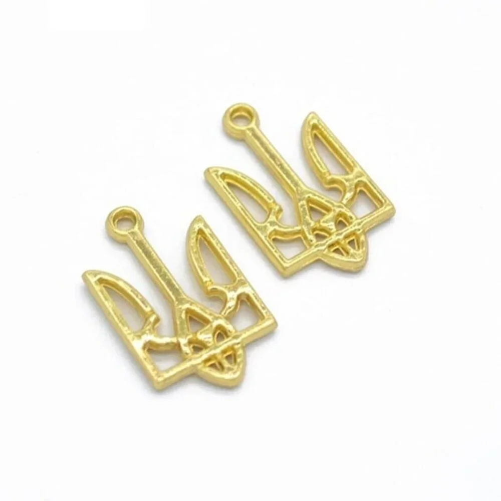 4 Ukraine Trident National Symbol Gold Plated Slava Ukraini Charms